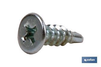 Self-drilling screw, extra flat head, Phillips, white - Cofan