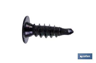 Self-drilling screw, extra flat head, Phillips, black - Cofan