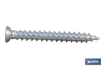 Flat head torx screw, special concrete anchorage. WHITE ZINC PLATED WITHOUT CHROME 6 - Cofan