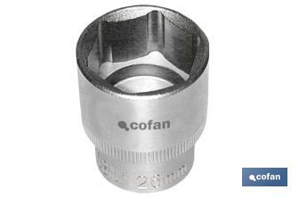 1/4" Drive socket | 6-point socket head | Size from 4 to 14mm - Cofan