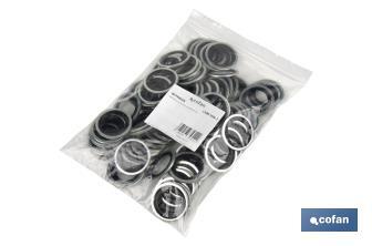 Metal Rubber Washer | Zinc-Plated Steel & NBR | Several Inner & Outer Sizes - Cofan