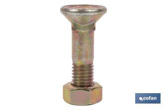 Tornillo de arado DIN 608 | Cuello cuadrado | Tuerca hexagonal DIN 934 incluida | Clase 8.8 | Disponible en diferentes medidas - Cofan