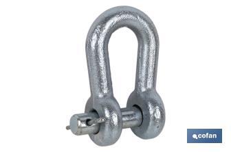 Shackle with clevis pin and split pin suitable for fastening implements and agricultural machinery - Cofan