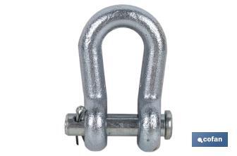 Shackle with clevis pin and split pin suitable for fastening implements and agricultural machinery - Cofan