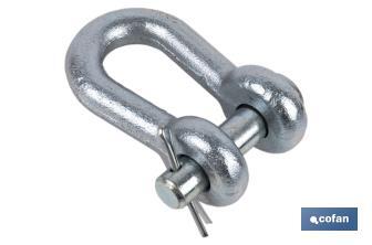 Shackle with clevis pin and split pin suitable for fastening implements and agricultural machinery - Cofan