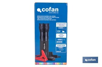Arrancador portátil de baterías 600 A | Con linterna LED y power bank USB | 330 lúmenes | Adecuado para coches de gasolina hasta 5000 cc y diésel hasta 3000 cc - Cofan