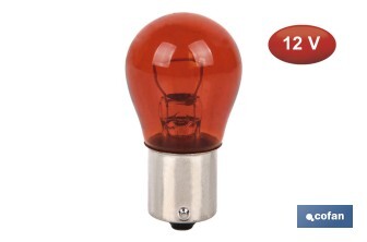 Lámpara PY21 W 12 V (BA15s) | Color: Ámbar | Pack: 10 unidades - Cofan