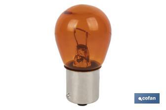 Lámpara de 1 polo 12 V 21 W | Casquillo de tipo BAU15s | Bombilla P21W | Color ámbar - Cofan