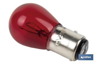 Double contact light bulb of 12V | Level pins | BAY15d bulb cap type | P21/5W cap | Available in various colours - Cofan