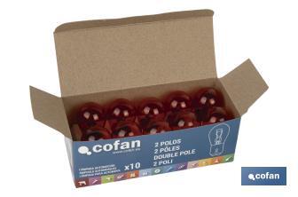 Double contact light bulb of 12V | Level pins | BAY15d bulb cap type | P21/5W cap | Available in various colours - Cofan