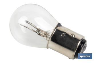 Lámpara de 2 polos descentrada 12 V | Casquillo de tipo BAZ15d | Bombilla P21/5W | Color blanco - Cofan