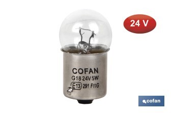 Lámpara piloto R5W (BA15s) 24 V - Cofan