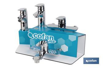 Kit de torneiras com expositor para torneiras de banho modelo Rift | Ideal para expor torneiras | Capacidade para 4 unidades - Cofan