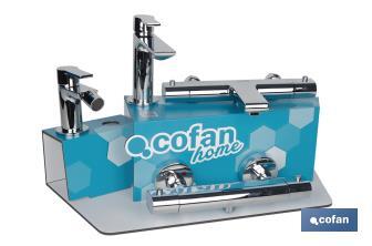 Kit de Grifería con Expositor para Grifos de Baño Modelo Matheson | Ideal para exponer grifos | Capacidad de 5 unidades - Cofan