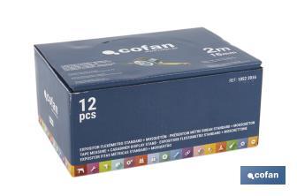 Tape measure display stand | Material: HDPE cardboard | 12 tape measures included | Dimensions: 258 x 155 x 60cm - Cofan