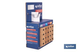 Expositor de gafas de seguridad | 20 gafas graduadas con diferentes dioptrías | Incluye 5 modelos | Medidas: 15 x 33 x 47 cm - Cofan