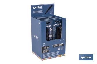 Expositor de cúteres antideslizantes | Incluye 12 cúteres de ABS| Disponible en diferentes medidas - Cofan