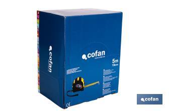 Expositor para flexómetros con protección de goma de Cofan | Incluyen los flexómetros | Varias medidas y capacidades - Cofan