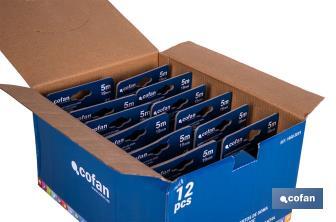 Expositor para flexómetros con protección de goma de Cofan | Incluyen los flexómetros | Varias medidas y capacidades - Cofan
