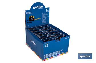 Expositor para flexómetros con protección de goma de Cofan | Incluyen los flexómetros | Varias medidas y capacidades - Cofan