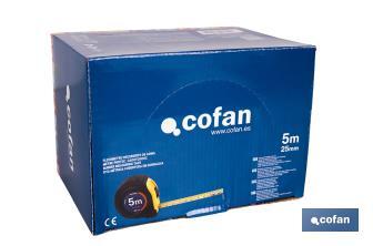 Expositor para flexómetros con protección de goma de Cofan | Incluyen los flexómetros | Varias medidas y capacidades - Cofan