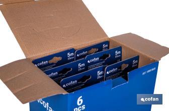 Expositor para flexómetros con protección de goma de Cofan | Incluyen los flexómetros | Varias medidas y capacidades - Cofan