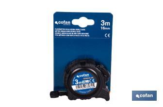 Expositor para flexómetros con hoja de nylon negra y doble cara de Cofan | Incluyen los flexómetros | Varias medidas y capacidades - Cofan