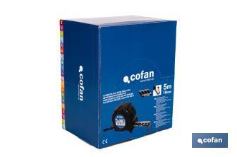 Expositor para flexómetros con hoja de nylon negra y doble cara de Cofan | Incluyen los flexómetros | Varias medidas y capacidades - Cofan