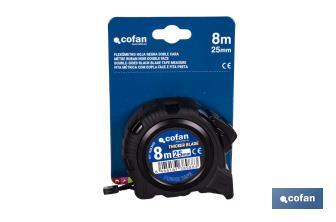 Expositor para flexómetros con hoja de nylon negra y doble cara de Cofan | Incluyen los flexómetros | Varias medidas y capacidades - Cofan