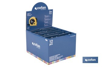 Expositores de flexómetros con bloqueo de hoja Cofan | Flexómetros incluidos | Disponible en diferentes medidas y capacidades - Cofan