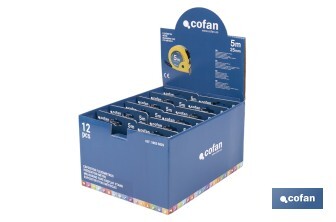 Expositores de flexómetros con bloqueo de hoja Cofan | Flexómetros incluidos | Disponible en diferentes medidas y capacidades - Cofan