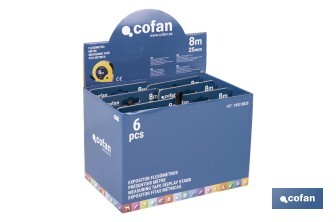 Expositores de flexómetros con bloqueo de hoja Cofan | Flexómetros incluidos | Disponible en diferentes medidas y capacidades - Cofan