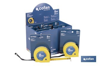 Expositores de flexómetros con bloqueo de hoja Cofan | Flexómetros incluidos | Disponible en diferentes medidas y capacidades - Cofan