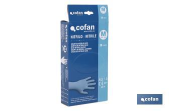 Expositor de cajas dispensadoras de guantes de nitrilo sin polvo | Expositor con 12 cajas de 30 unidades | Tres tallas diferentes - Cofan