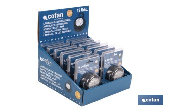 Display stand with 12 units of 24 LED round lamps - Cofan