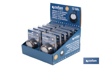 Display stand with 12 units of 24 LED round lamps - Cofan