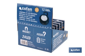 Display stand with 12 units of 24 LED round lamps - Cofan