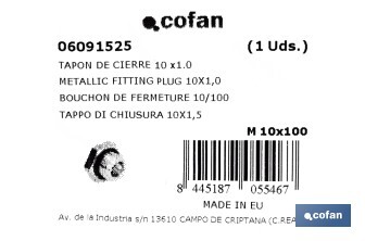 Threaded Plugs - Cofan