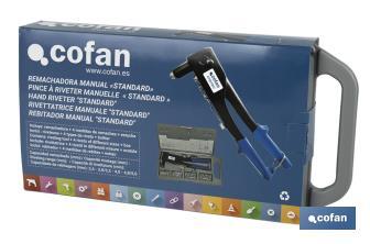 Kit of Standard hand rivet gun | With rivets of 2.4-3.0 / 3.2-4.0-4.8 / 5.0mm | Suitable for all types of rivets - Cofan
