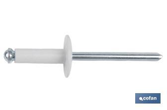 Aluminium white flower rivets with wide head - Cofan