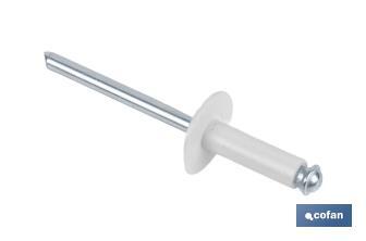 Aluminium white flower rivets with wide head - Cofan