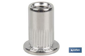 Tuercas remachables ranuradas de cabeza ancha A-2 | Amplia variedad de métricas - Cofan