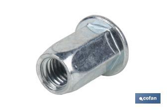 Tuercas Remachables Acero Cabeza Ancha "Hexagonal" - Cofan