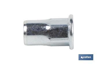 Tuercas remachables semihexagonales de fondo abierto y cabeza ancha | Gran variedad de medidas - Cofan