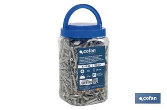 Pack de 500 buchas com cabeça rebaixada | Medidas: Ø6 mm X 40 mm - Cofan