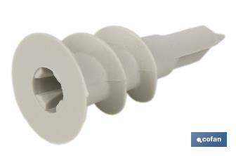 Nylon self-drilling plasterboard fixings | Size: 15mm x 33mm - Cofan