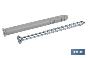 Hammer fixings with Pozidriv screw and plug | Available in various sizes - Cofan