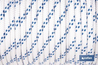 Cuerda Trenzada Polipropileno | Formato: Rollo pequeño | Color: Blanco y Azul - Cofan