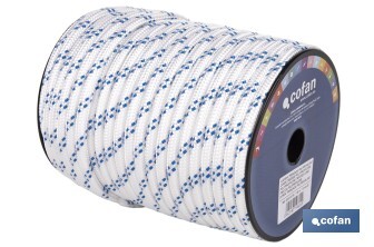 Cuerda Trenzada Polipropileno | Formato: Rollo pequeño | Color: Blanco y Azul - Cofan