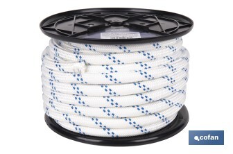 Cuerda Trenzada Polipropileno | Formato: Rollo pequeño | Color: Blanco y Azul - Cofan